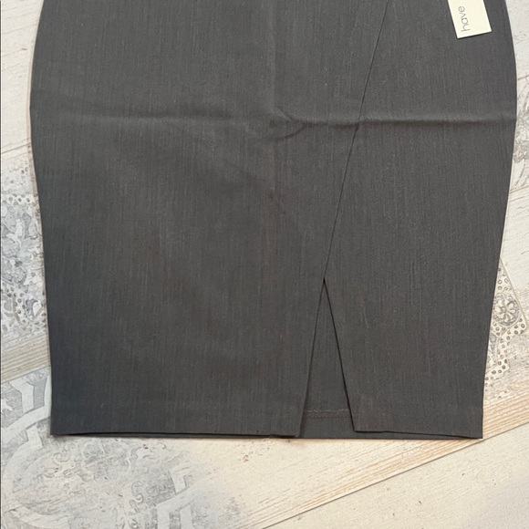 2/$40 Charcoal Gray Pencil Skirt with Front Slit - Picture 3 of 8